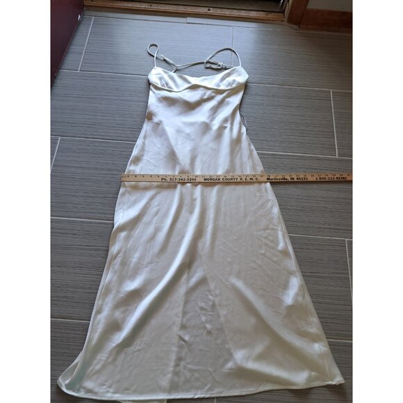 Zara Viral Satin White Dress Size Large Strappy Back Silky Midi Sleeveless Large - Picture 11 of 14